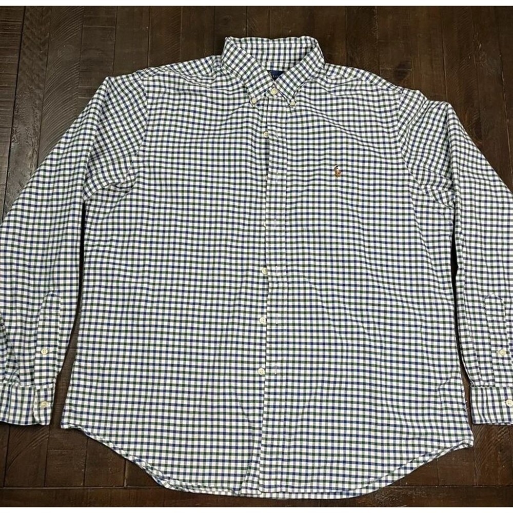Xl Ralph Lauren collared button up gingham blue and green